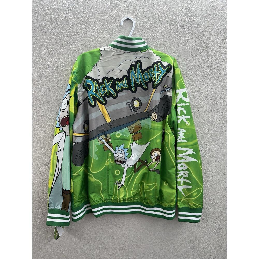 Members Only Jacket Size Large Adult Swim Rick and Morty Green Zip Up NWTs - Picture 9 of 13